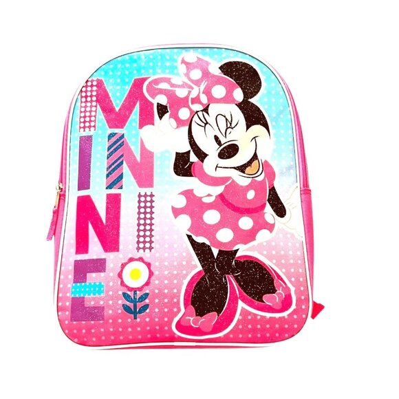 Disney Minnie Mouse Pink Backpack for Girls – Glitter Polka Dot Design - Picture 1 of 4